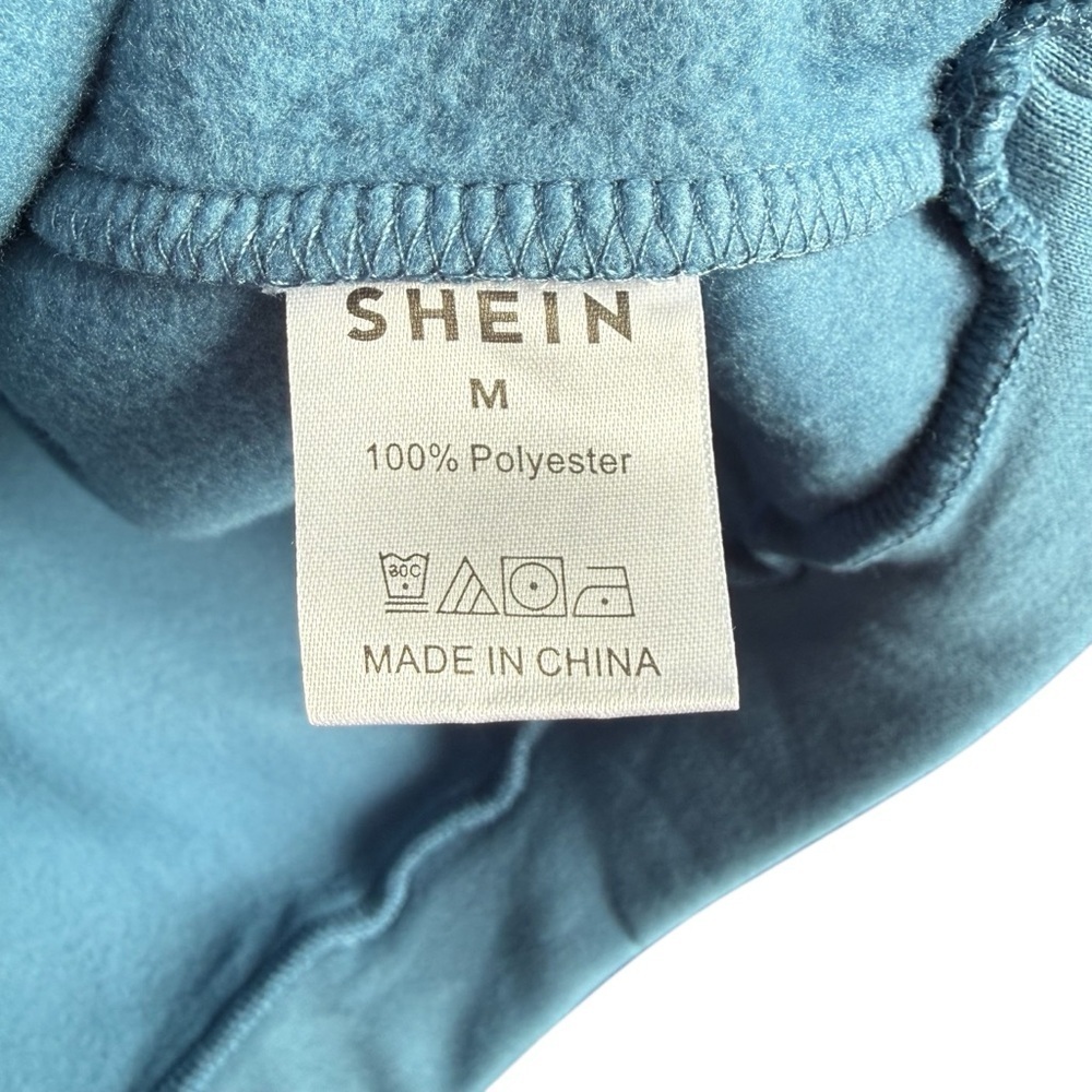 SHEIN Pullover Hoodie Women’s Size Medium Blue NWOT Fleece Lined Heart Motif - Picture 4 of 4